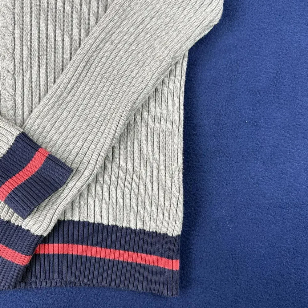 Brooks Brothers 346 Supima Cotton Sweater Mens M Gray V-Neck Stripe Ivy Preppy - Picture 8 of 8